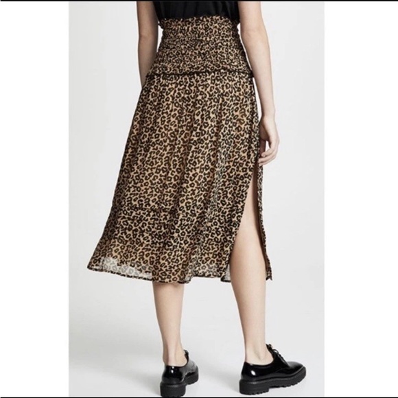 NWOT Sea New York Lottie Smocked Leopard Print Midi Skirt. - Picture 2 of 9